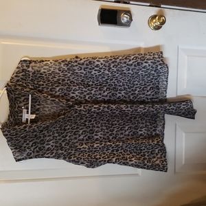 Leopard print see through blouse